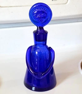 Vintage Erik Hoglund Sweden Kosta Boda People Decanter Cobalt Blue 8" - Picture 1 of 7