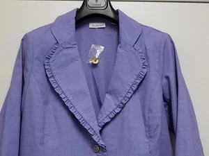 Vintage Joan Rivers Blazer Womens Large Button Up Ruffle Trim Lavander Old Stock - Picture 1 of 15