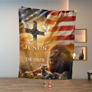 Christian Jesus Blanket, The Way The Truth The Life Faith Gift for Believers - Picture 1 of 7