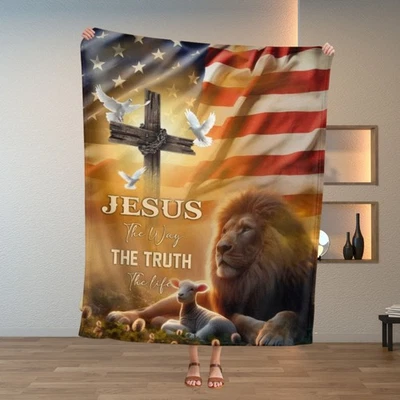 Christian Jesus Blanket, The Way The Truth The Life Faith Gift for Believers - Image 1 of 4