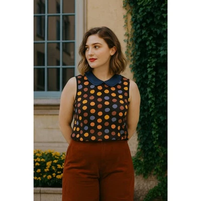 Modcloth Multicolor Polka Dot Blouse Top Shirt  Women's Size Large - Image 1 of 4