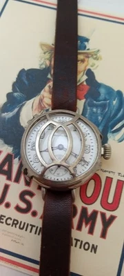 Waltham WW1 Trench Watch with detatchable Shrapnel guard..Nickel case, O size... - Image 1 of 4