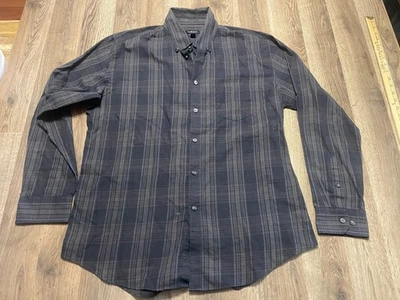 Van Heusen Shirt, Mens Size 16-16.5, Large, Black, Plaid, Long Sleeve Button Up - Image 1 of 4