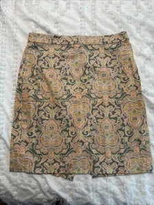 j crew the pencil skirt 8 peach lime paisley  - Picture 1 of 8
