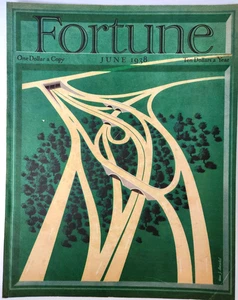 Autostrade Hans J Barschel Art Vintage 1938 Fortune rivista copertina solo stampa - Foto 1 di 9