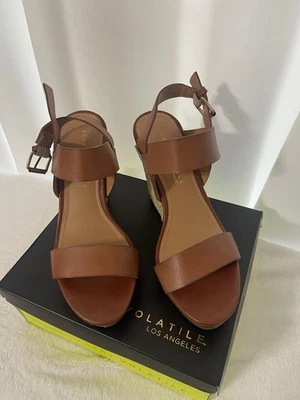 Very Volatile LA Womens Santy Brown Platform Wedge Shoes Size 9M Open Toe - Image 1 of 4