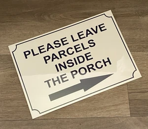 Personalised PLEASE LEAVE PARCELS IN PORCH Metal Signs Custom Name Printed Text - Picture 1 of 19