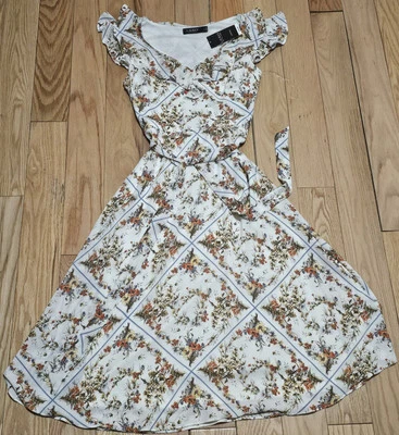 NWT Lauren Ralph Lauren Women's Multicolored Georgette Belted Floral Midi Dress - Image 1 of 4