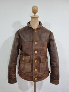 Atemberaubende Vintage Horsehide Leder Kosaken A-1 Motorrad Sport Jacke Large - Bild 1 von 10