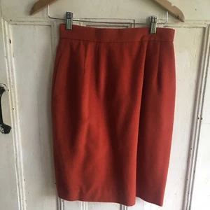 Anne Klein II Wool Vintage Skirt Size 4-6 Womens Orange Retro 80s Business Work - Picture 1 of 10