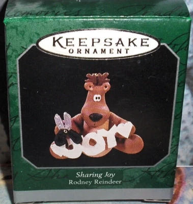 Sharing Joy`1998`Miniature-Rodney Reindeer.Ask Anyone,Hallmark Ornament-  V NICE - Image 1 of 4