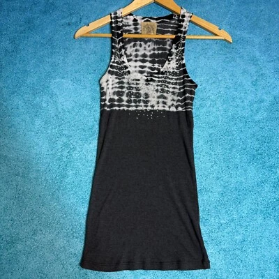 Camiseta sin mangas vintage Y2K ajustada Minnie para mujer pequeña gris blanco estrás Foto 1 de 4