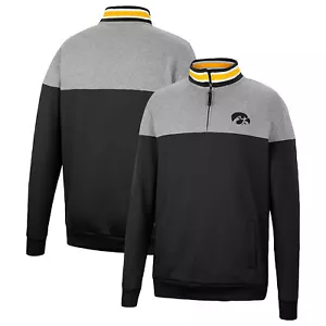 Men's Colosseum Black/Heather Gray Iowa Hawkeyes Be the Ball Quarter-Zip Top - Picture 1 of 3