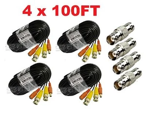 Premium Quality 4x100ft Video Power BNC Cable fit Night Owl CCTV Security Camera - Picture 1 of 1