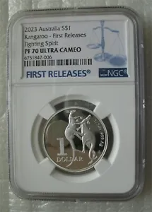Australia Dollar 2023 Silver Proof Coin Fighting Spirit 1/2oz Kangaroo NGC PF70 - Picture 1 of 4