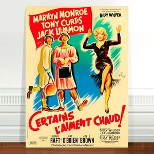 Vintage French Marilyn Monroe Poster Art ~ CANVAS PRINT 8x10" Some like it Hot - Picture 1 of 1