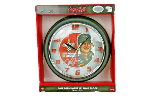 Coca Cola Wall Clock Nascar Racing Dale Earnhardt Jr  Signature Series Coke New Cover