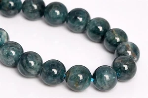 Cuentas sueltas redondas de 10 mm genuinas naturales azul profundo verde apatita grado AA - Imagen 1 de 3