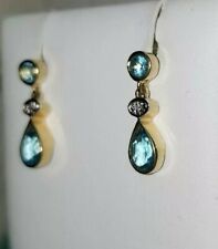 Kay jewelers 10k Yellow Gold bezeled Swiss Blue Topaz dangle earrings