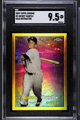 2009 Mickey Mantle Topps Chrome #1 1957 Gold Refractor SGC 9.5 POP 2 - Image 1 of 2