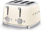 Smeg TSF03CRUK Retro 50s Style 4 Extra Wide Slice Toaster In Cream