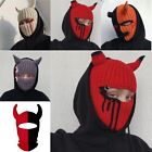 Hat Full Face Cover Windproof Halloween Funny Beanies Horns Knitted Hat Warm