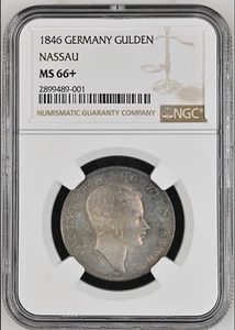 Only 1 Top Pop! Germany Nassau 1846 Gulden NGC MS 66+ UNC - Picture 1 of 2