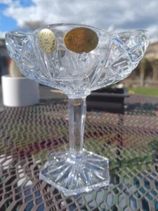 Beautiful! Bohemia Hand Cut 24% Lead Crystal Pedestal Candy Dish Vintage Estate. - Picture 1 of 6