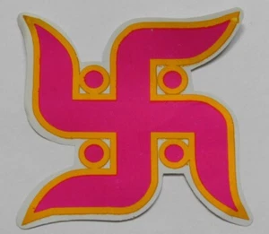 Hindu Buddhist Sacred and Auspicious Pink Foiled Sticker 11.4 x 11.8 cm - Picture 1 of 1