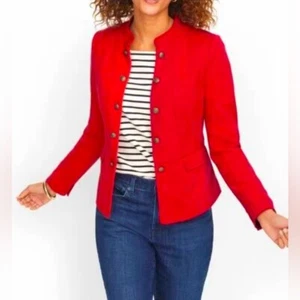 Talbots roter Mantel Baumwollmischung Urlaub Militär Reitsport Utility Jacke 14P - Bild 1 von 9