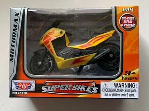 Motormax Super Bikes Model 1:64 Yellow/Red - Picture 1 of 2