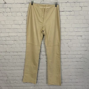 Vintage BEBE Damen Lederhose Größe 6 Elfenbein Hellbraun - Bild 1 von 11