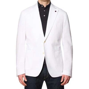 SARTORIA PARTENOPEA White Seersucker Cotton Jacket EU 54 NEW US 44 Current Model - Picture 1 of 5