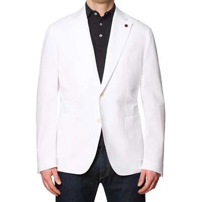 SARTORIA PARTENOPEA White Seersucker Cotton Jacket EU 54 NEW US 44 Current Model - Image 1 of 4