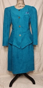 Vintage 1980’s Berg -Ray Frocks Turqoise Sueded Skirt Set - Medium? - Picture 1 of 5