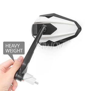 Pair bar end mirrors 4Rizz white heavy 1" hollow bar ID 17.5-24.9mm fits Yamaha - Picture 1 of 8