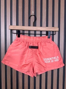 New Essentials Fear of God Shorts 6 / 7 Boy Youth Pink Orange 100% Nylon Pull On - Picture 1 of 9