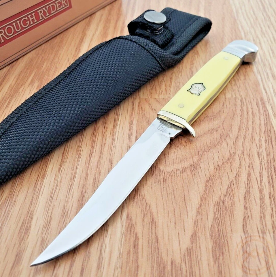Rough Rider Small Hunter Fixed Knife 6 25in 440 SS Long Clip Blade Old