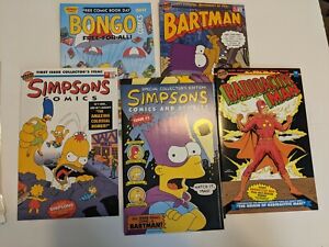 Bongo Comics - The Simpsons Comics #1 x2, Radioactive Man 1, Bartman 1 VF