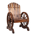 Garden Bench Timber Outdoor Patio Park Wooden Wagon Wheel Chair Seat Furniture