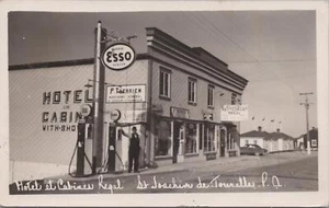 RPPC Postkarte Hotel et Cabines Regal St Joachim de Tourelle Quebec Tankstelle - Bild 1 von 2