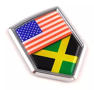 USA Jamaica American Jamaican Flag Car Chrome Emblem Decal Sticker w/ adhesive - Imagen 1 de 3