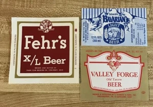 Schmidt's Valley Forge Old Tavern Bavarian Light and Fehr's X/L Beer Labels Lot - Picture 1 of 2