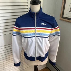 WILSON X FOREVER 21 Jacket Womens Medium Rainbow Stripe Track Athleisure Preppy - Picture 1 of 9