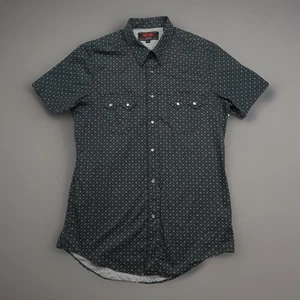 Camisa Denim Rock & Roll Para Hombre L Perla A Presión Suroeste Diseño Geométrico Bolsillos - Imagen 1 de 16