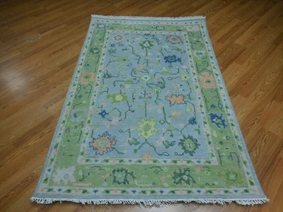 Alfombra turca Oushak, alfombra moderna multicolor, alfombra bohemia hecha a mano 4x6 pies Foto 1 de 4