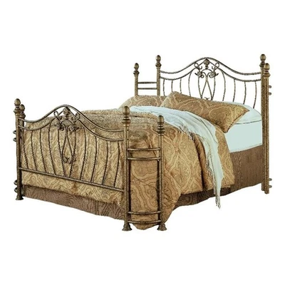 Cama Coaster Sydney Metal Eastern King Marco Abierto Cepillado en Dorado Foto 1 de 3