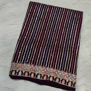 Classic Indian Kashmir Aari Hand Embroidery Bridal Dupatta Scarf Stole Hijab L" - Picture 1 of 8