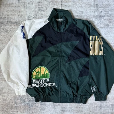Vintage 90s Logo Athletic Seattle Supersonics Sharktooth Windbreaker Jacket L - Image 1 of 4