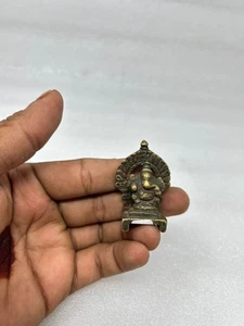 Antique Brass Hand Made Hindu God Ganesha Statue Old God Ganesha Singhasan Idol - Picture 1 of 5